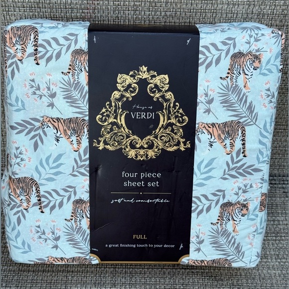 Verdi Other - Verdi Tiger Jungle Safari Pattern Palm Trees Polyester FULL Sheet Set 4pc